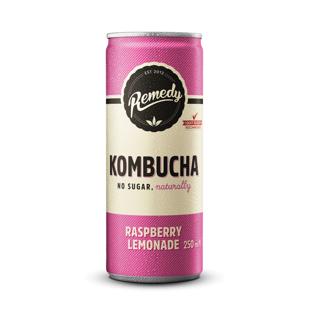 Remedy Kombucha Cans - CAN Raspberry Lemonade  250ml