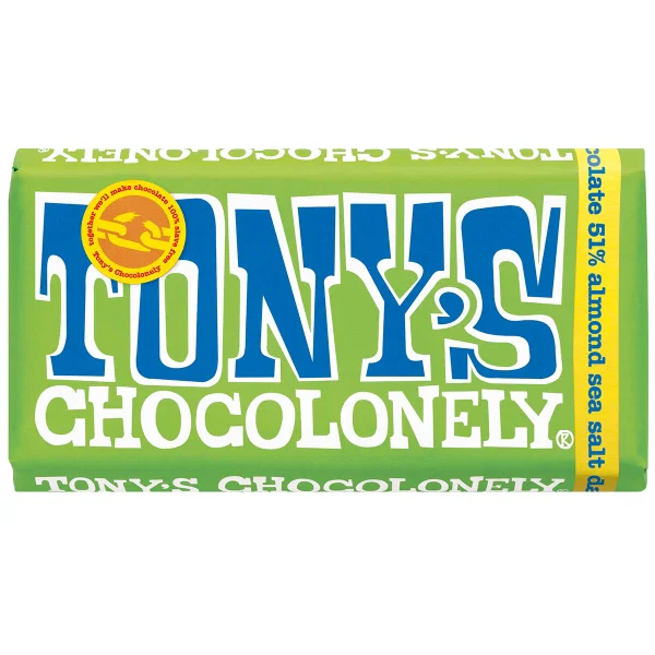 Tony's Chocolonely - Dark Choc, Almond & Sea Salt 180g