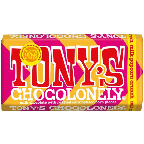 Tony's Chocolonely - Milk Choc, Popcorn Crunch 180g